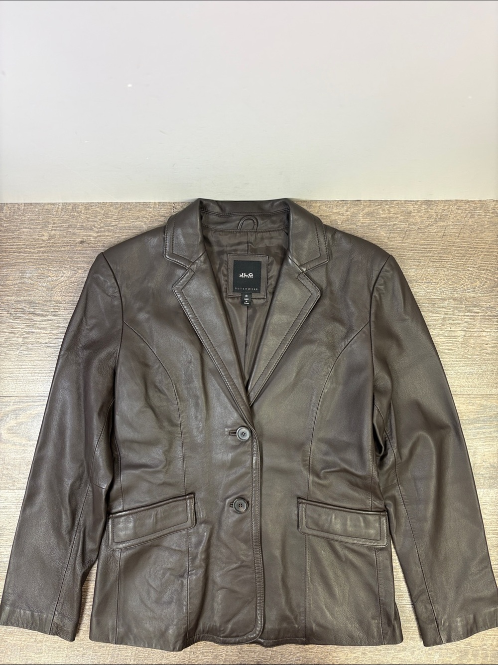 JLC New York Rich Brown Genuine Leather Blazer Jacket Women’s M